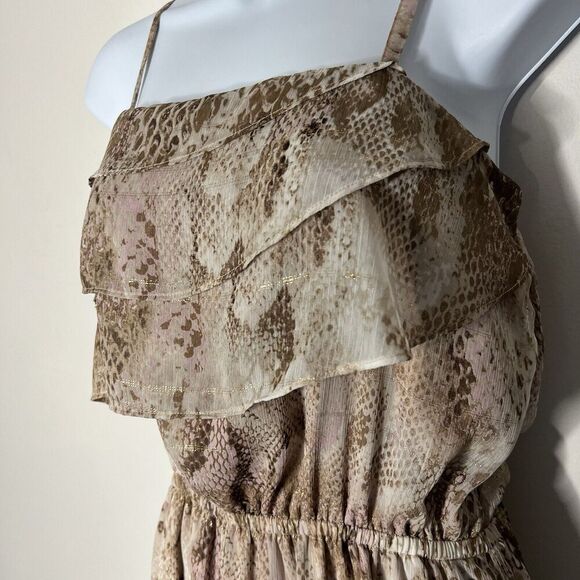 Express Maxi Dress Womens Medium Flowy Tiered‎ Animal Print Mesh Chiffon Boho - Picture 10 of 14